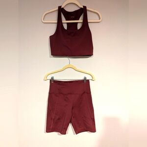 🩵 Girlfriend Collective Maroon Biker Short Set